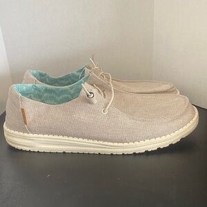 Women’s Hey Dude Casual Lace-Up Canvas Shoes in Beige Size 10
